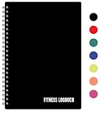 Fitness Logbuch Plastik-Cover Schwarz - undatiertes Workout-Tagebuch – A5-Format, dickes Papier, starke Bindung – stilvolles und minimalistisches Trainingstagebuch (Deutsch, Schwarz)